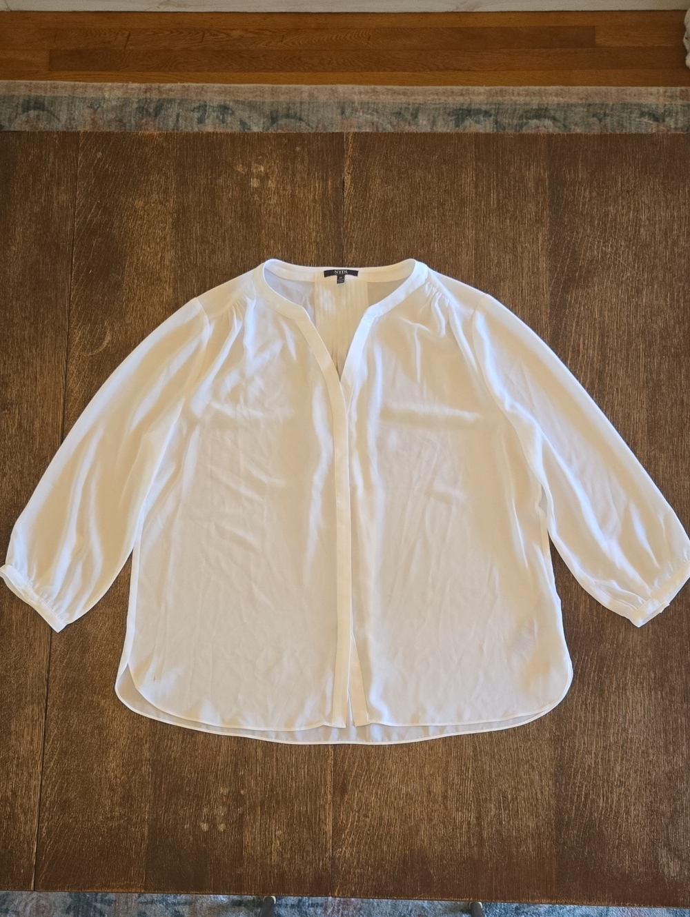 NYDJ Pintuck Blouse, Optic White, Women's Size M